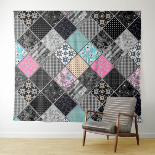 Patchwork-Retro-Vintage Farbpatchwork-Quiltierung Wandteppich