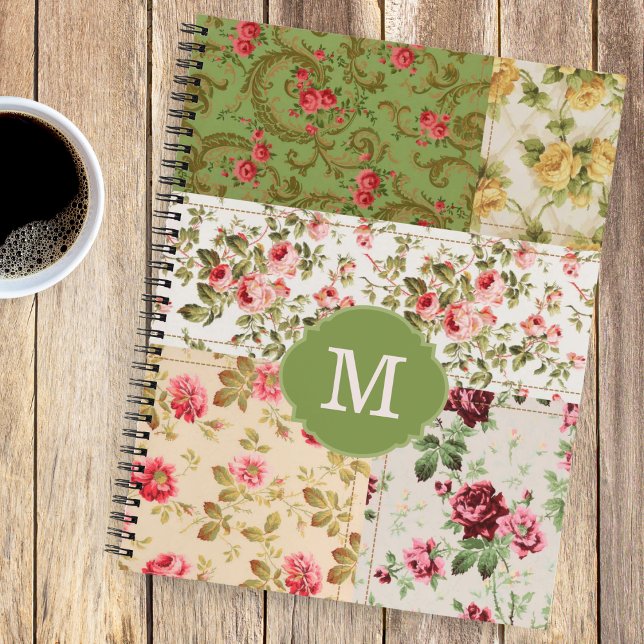 Patchwork Rose Custom Monogram Journal Notebook Notizbuch (Von Creator hochgeladen)