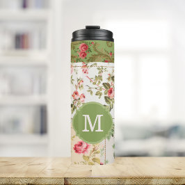 Patchwork-Rose mit individuellem Monogramm Thermosbecher