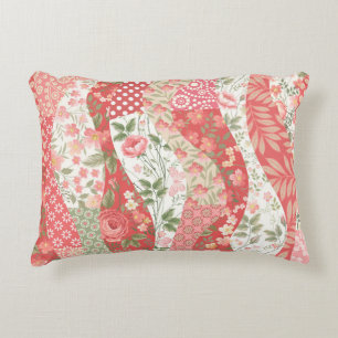 Patchwork-Rose: nahtloses Musterdesign. Dekokissen
