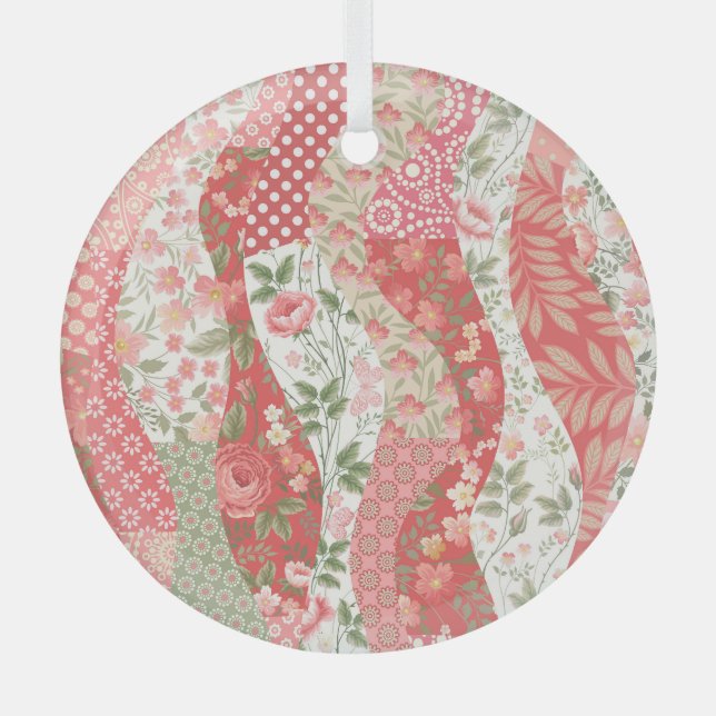 Patchwork-Rose: nahtloses Musterdesign. Ornament Aus Glas (Vorderseite)