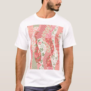 Patchwork-Rose: nahtloses Musterdesign. T-Shirt