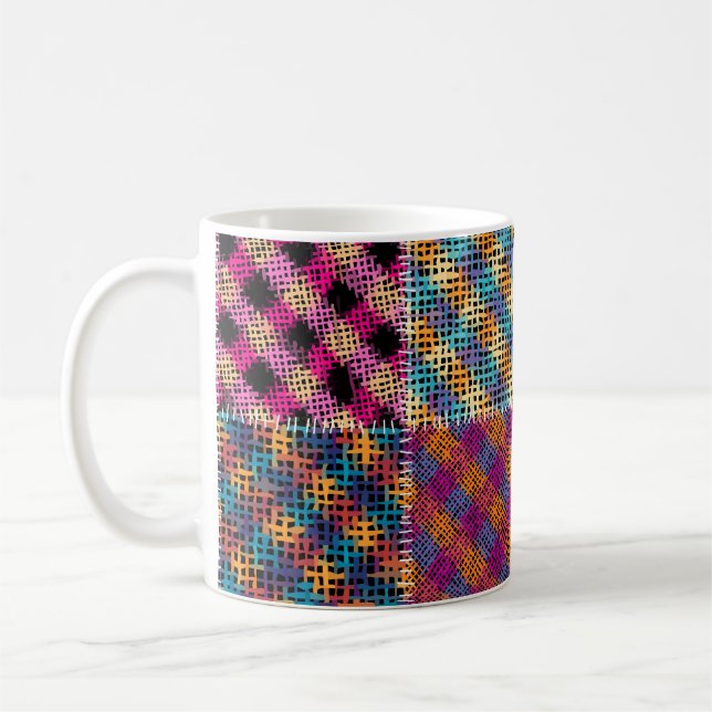 Patchwork Rough Leinwand Squares Vintag Kaffeetasse (Links)