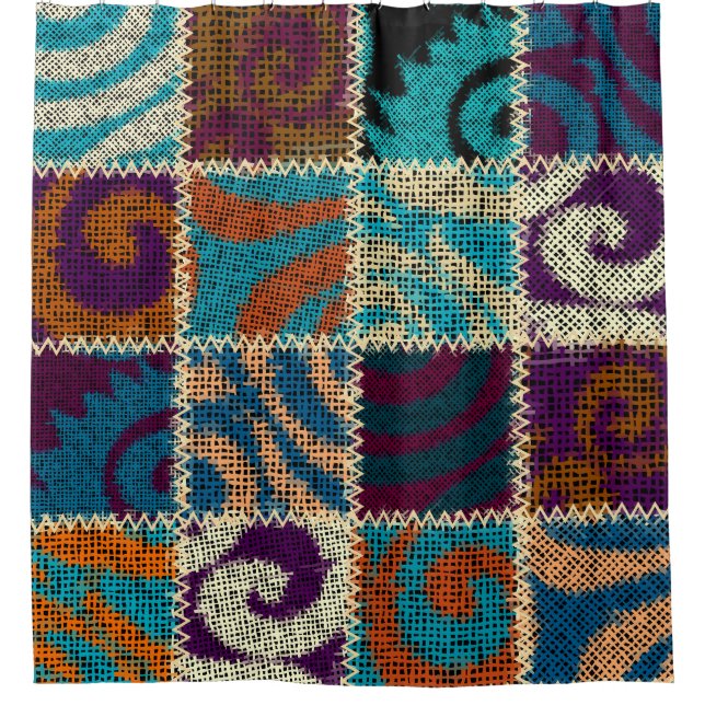 Patchwork Rough Leinwand Vintag Imitation Duschvorhang (Vorderseite)