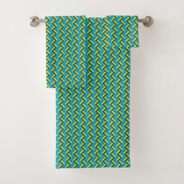 Patchwork Rwanda Flag Pattern Badhandtuch Set (Insitu)