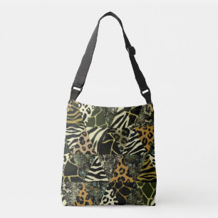Patchwork Safari: Aquarell Animal Print. Tragetaschen Mit Langen Trägern