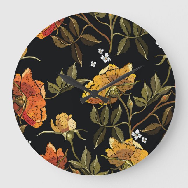 Patchwork Sanft: Handgezeichnetes Design Große Wanduhr (Vorderseite)