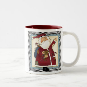 Patchwork-Sankt-Land-WeihnachtsTasse Zweifarbige Tasse