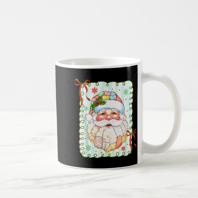 Patchwork Santa Claus Face Coquette Merry Christma Kaffeetasse (Rechts)