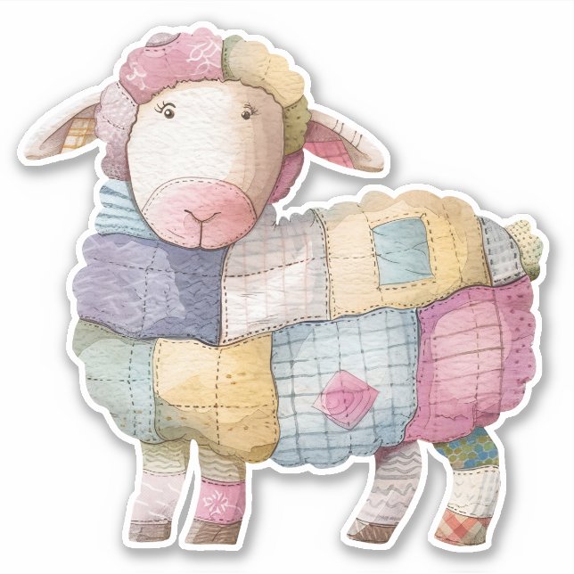 Patchwork Schafsticker Aufkleber (Vorderseite)