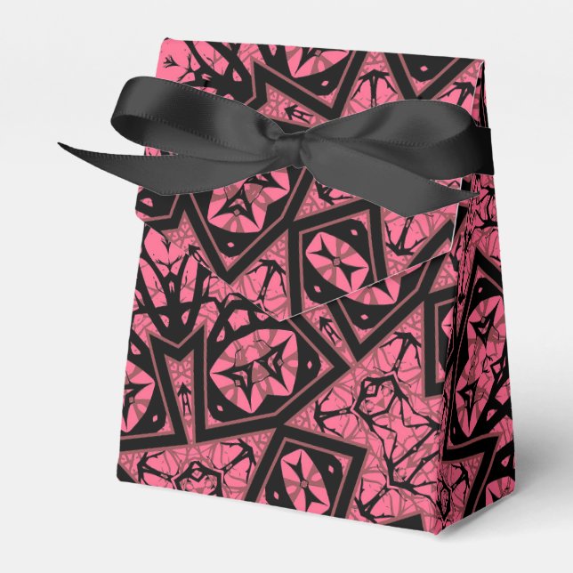 Patchwork-Schal aus rosa und schwarzem Zierschal Geschenkschachtel (Vorderseite)