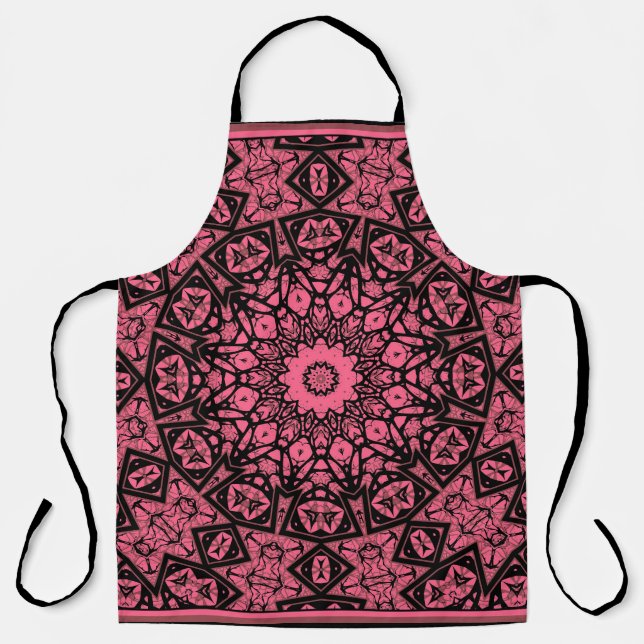 Patchwork-Schal aus rosa und schwarzem Zierschal Schürze (Vorderseite)