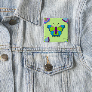 Patchwork-Schmetterlingsmuster auf Grün Button