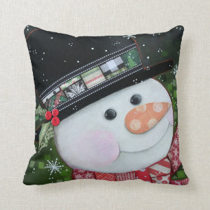 Patchwork-Schneemann 16"" Kissen des Wurfs-x16