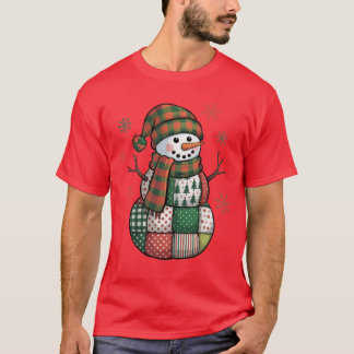 Patchwork-Schneemann Retro Lustiges Weihnachten Xm T-Shirt