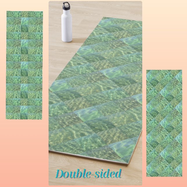 Patchwork Seafoam and Ocean Green Water Boho Chic Yogamatte (Von Creator hochgeladen)