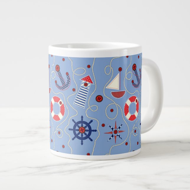 Patchwork-Seeentwurf Jumbo-Tasse (Vorderseite Rechts)