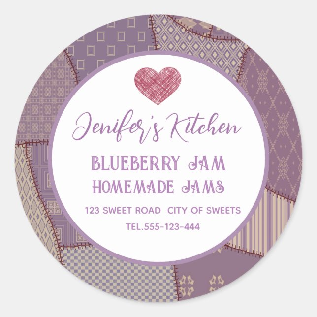 Patchwork selbstgemachte Marmelade klassischer run Runder Aufkleber (Vorderseite)