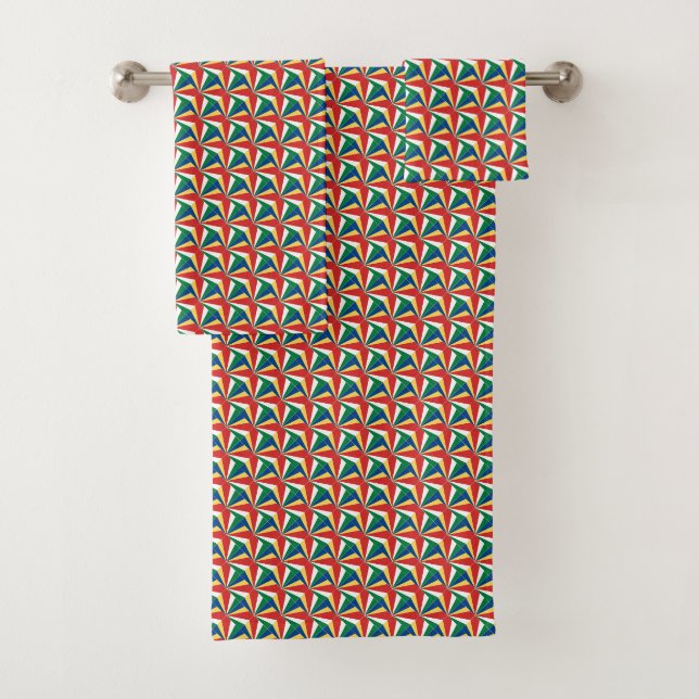 Patchwork Seychelles Flag Muster Badhandtuch Set (Insitu)