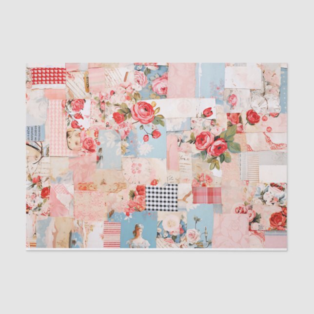 Patchwork-Shabby Chic-Tissue Paper Seidenpapier (Vorderseite)