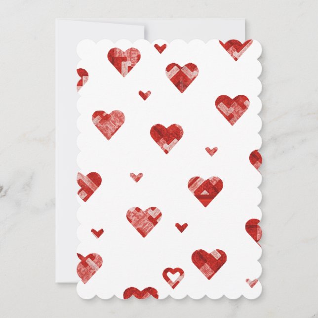 Patchwork Single Herz-Rot Feiertagskarte (Vorderseite)