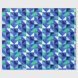 Patchwork Snowflakes - Blue Background Geschenkpapier