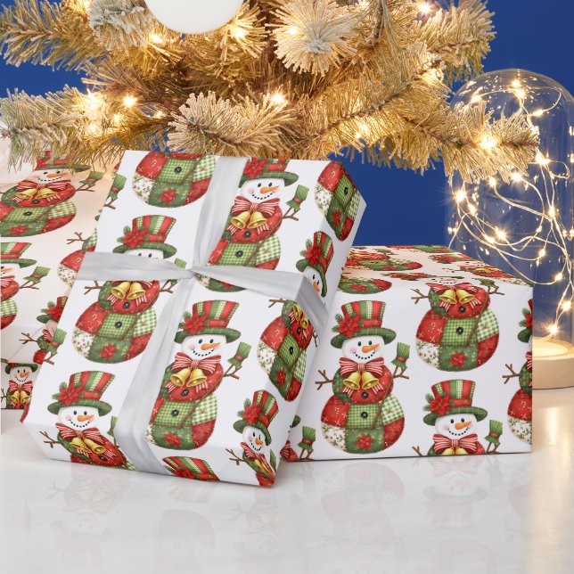 Patchwork Snowman Christmas Geschenkpapier (Feiertage)