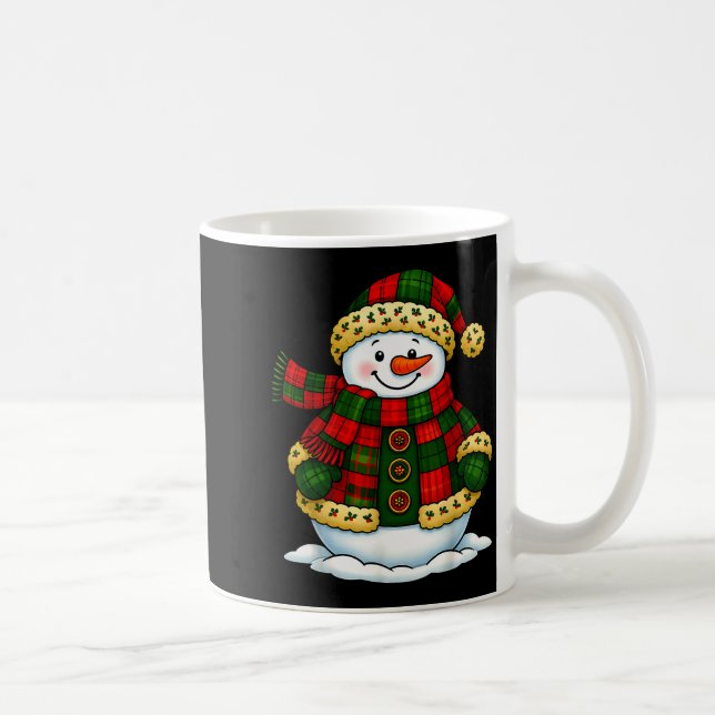 Patchwork Snowman Retro Funny Christmas Snowman Ho Kaffeetasse (Rechts)