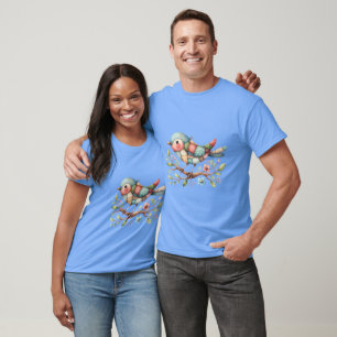 Patchwork Songbird auf der blühenden Zweigstelle T-Shirt