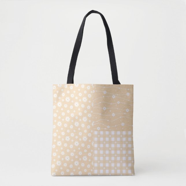 Patchwork Spring Pastell Gelbes Muster Tote Beutel (Vorderseite)