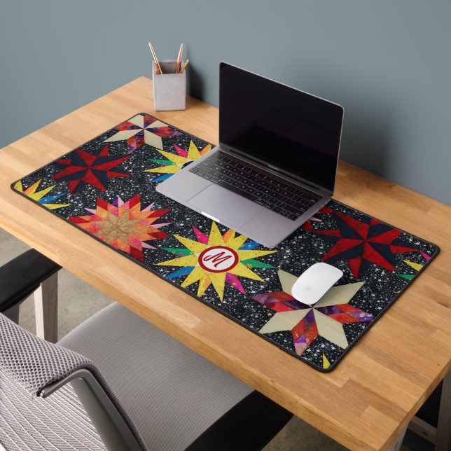 Patchwork Star Quilt Muster Schreibtischunterlage (Büro 2)