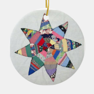 Patchwork star-Quilt-Urlaubsornament Keramik Ornament