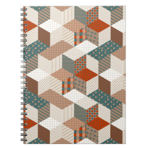 Patchwork Stars Vintag Brown Green Notizblock