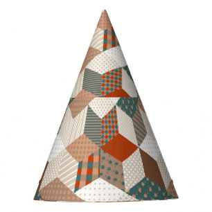 Patchwork Stars Vintag Brown Green Partyhütchen