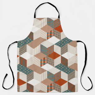 Patchwork Stars Vintag Brown Green Schürze