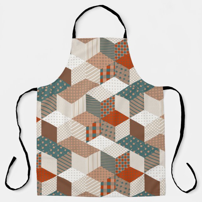 Patchwork Stars Vintag Brown Green Schürze (Vorderseite)