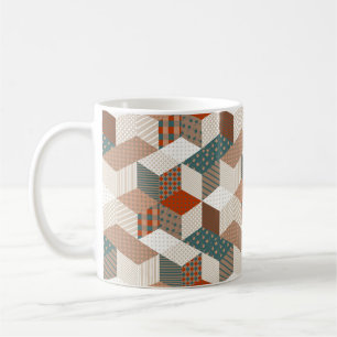 Patchwork-Sterne Vintage Braun Grün Kaffeetasse