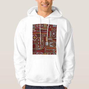 Patchwork-Stil bestickter ethnischer Druck Hoodie
