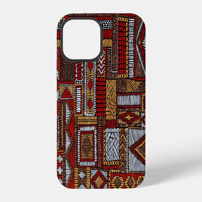 Patchwork-Stil bestickter ethnischer Druck iPhone Hülle (Rückseite)
