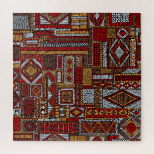 Patchwork-Stil bestickter ethnischer Druck Puzzle