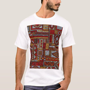Patchwork-Stil bestickter ethnischer Druck T-Shirt