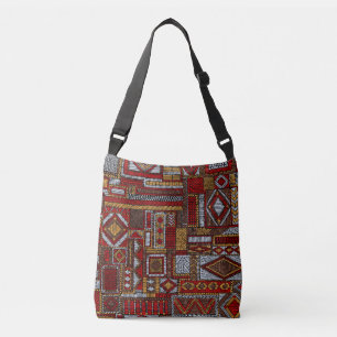 Patchwork-Stil bestickter ethnischer Druck Tragetaschen Mit Langen Trägern