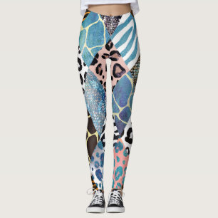 Patchwork-Stil, Wasserfarben-Collage-Muster. Leggings
