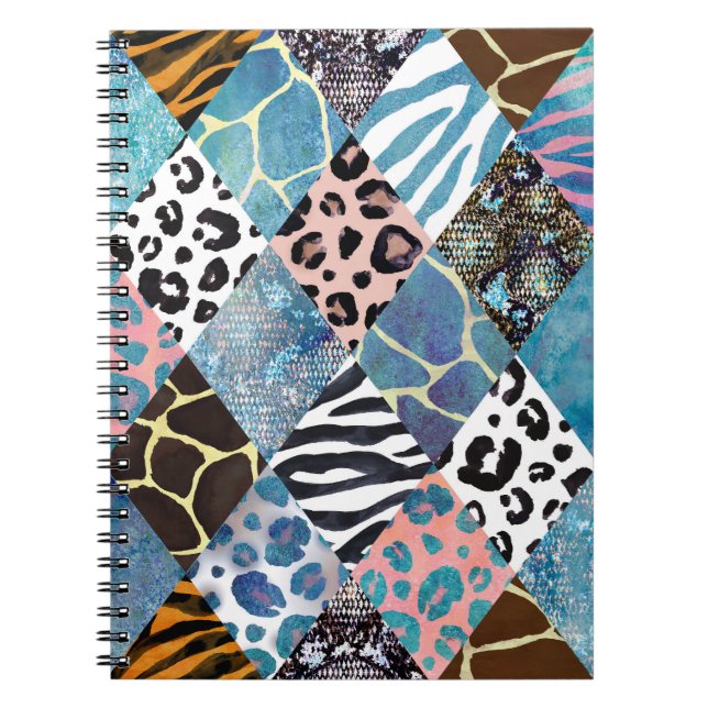 Patchwork-Stil, Wasserfarben-Collage-Muster. Notizblock (Vorderseite)