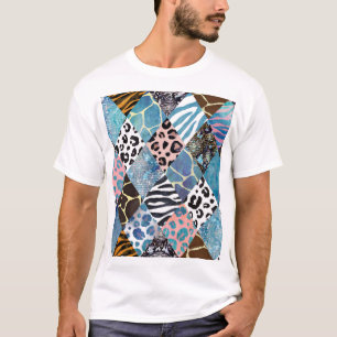 Patchwork-Stil, Wasserfarben-Collage-Muster. T-Shirt