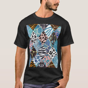 Patchwork-Stil, Wasserfarben-Collage-Muster. T-Shirt