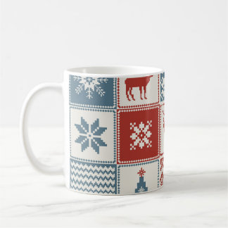 Patchwork-Stil: Weihnachtliches Ornamentmuster Kaffeetasse