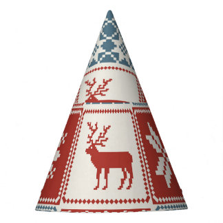 Patchwork-Stil: Weihnachtliches Ornamentmuster Partyhütchen