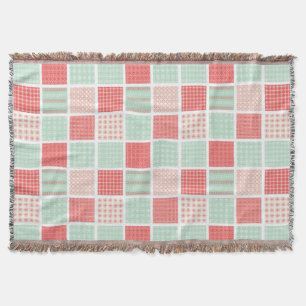 Patchwork Stilmuster Rot und Blau Quadrate Muster Decke