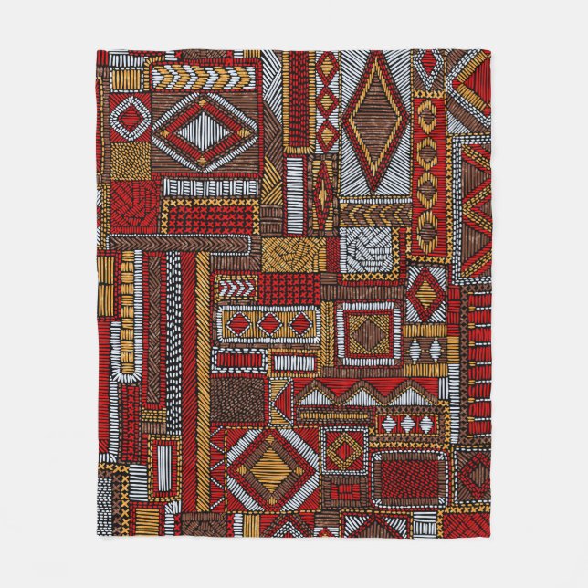 Patchwork Style bestickt Ethnic Print Fleecedecke (Vorderseite)